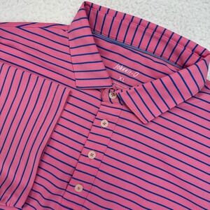 Johnnie-O Polo Shirt Mens XL Pink Blue Striped Performance Stretch Short Sleeve